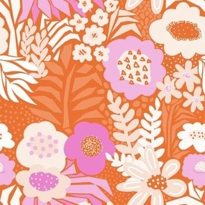 Pink Red Retro Flower Meadow - Small