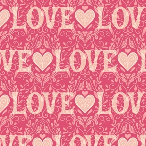 Pink Love Damask