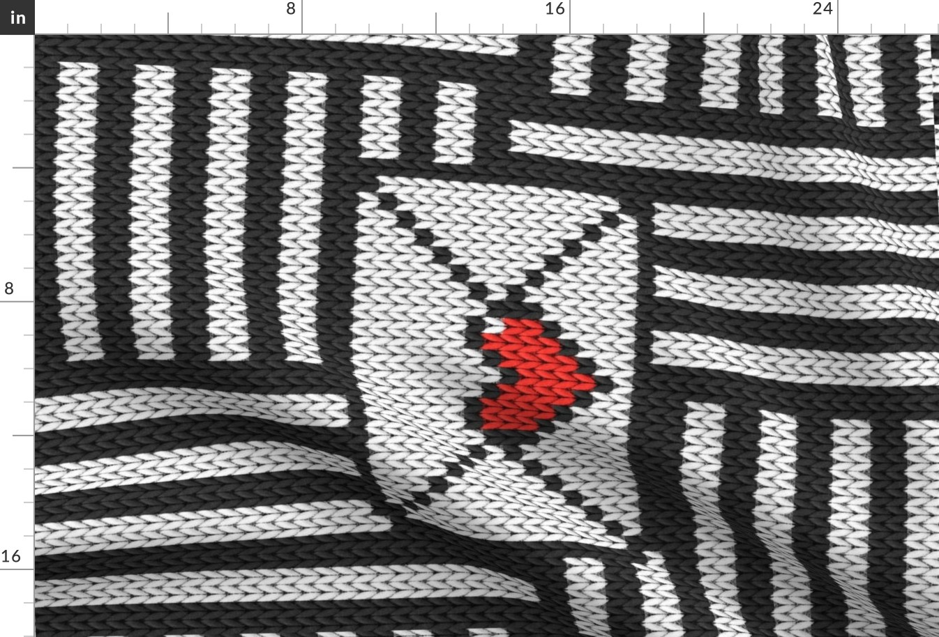 Knitted heart letter black white stripes Wall Hanging