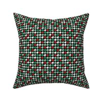 Parisienne french classic fashion houndstooth checkered tartan posh texture crimson houndstooth neutral christmas red green mint on black