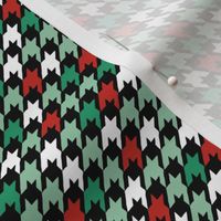 Parisienne french classic fashion houndstooth checkered tartan posh texture crimson houndstooth neutral christmas red green mint on black