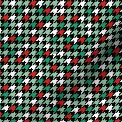 Parisienne french classic fashion houndstooth checkered tartan posh texture crimson houndstooth neutral christmas red green mint on black