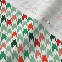 Parisienne french classic fashion houndstooth checkered tartan posh texture crimson houndstooth neutral christmas vintage red mint green on white