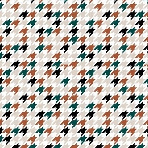 Parisienne french classic fashion houndstooth checkered tartan posh texture crimson houndstooth neutral christmas sand rust pine green on white