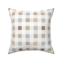 Traditional Christmas plaid abstract gingham texture for the holidays winter nursery design gray beige brown sand on white