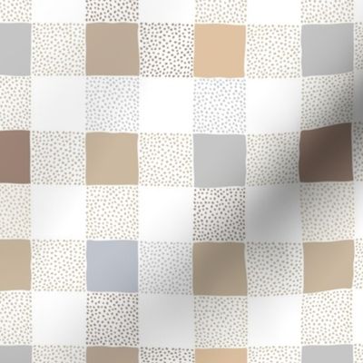 Traditional Christmas plaid abstract gingham texture for the holidays winter nursery design gray beige brown sand on white