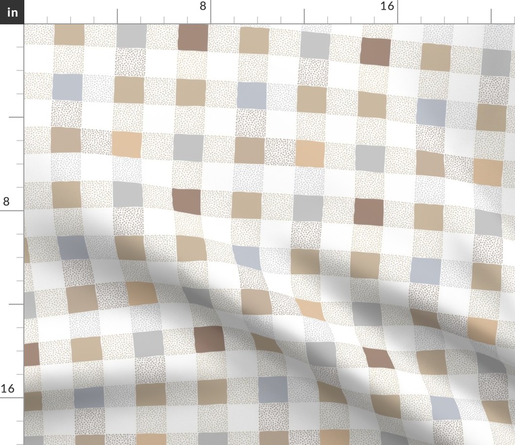 Traditional Christmas plaid abstract gingham texture for the holidays winter nursery design gray beige brown sand on white