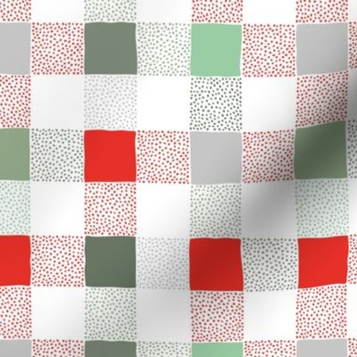 Traditional Christmas plaid abstract gingham texture for the holidays winter nursery design red gray green mint on white