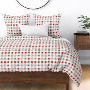 Traditional Christmas plaid abstract gingham texture for the holidays winter nursery design red gray green mint on white
