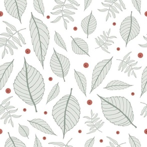 Dancing leaves & berries, grey