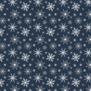 Snowflakes on Navy in White