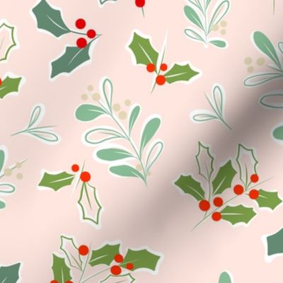 Holly and Mistletoe  pattern Nº1 Blush - M