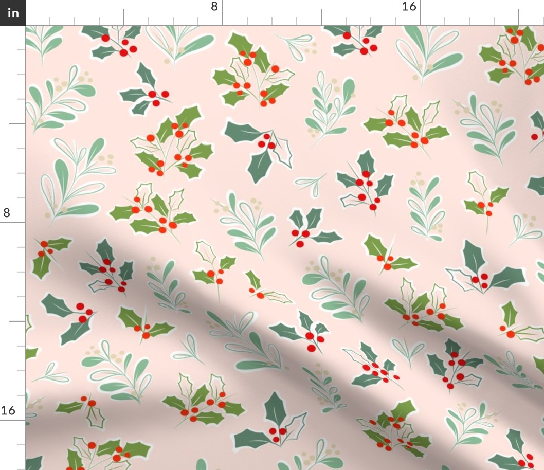 Holly and Mistletoe  pattern Nº1 Blush - M