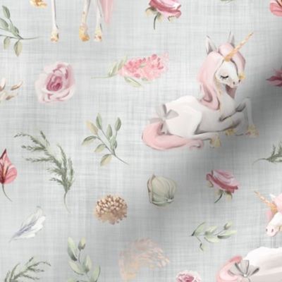 unicorn rose grey linen