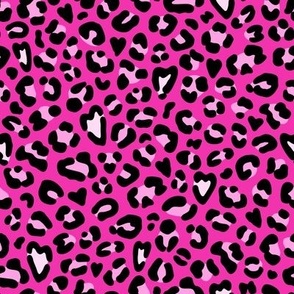 Valentine's Day Leopard Print with Hidden Hearts: Bright Pinks 
