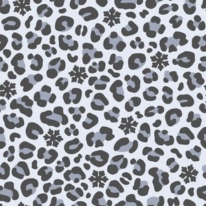 Snow Leopard Print with Hidden Snowflakes: Blue