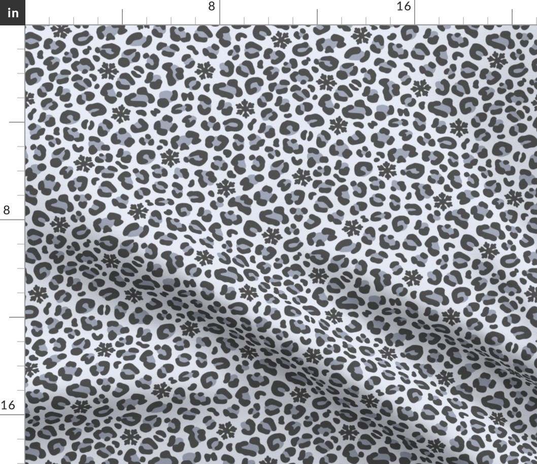 Snow Leopard Print with Hidden Snowflakes: Blue