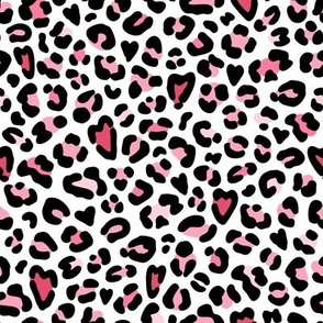 Valentine's Day Leopard Print with Hidden Hearts: Pink on White