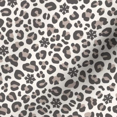 Snow Leopard Print with Hidden Snowflakes: Brown