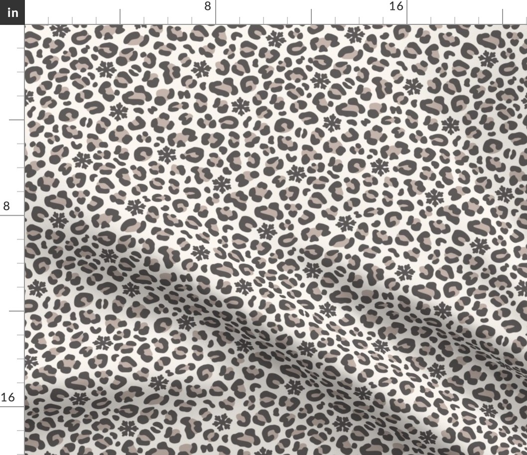 Snow Leopard Print with Hidden Snowflakes: Brown