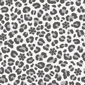 Snow Leopard Print with Hidden Snowflakes: Gray
