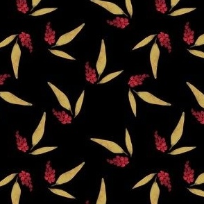 Gold Leaves and Red Berries | Black