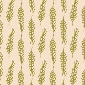 Green Pine Boughs on Cream