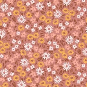 Painterly Autumn Floral - dusty rose pink -medium scale