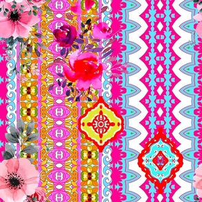 Colourful,bohemian,pink,mosaic,boho pattern 
