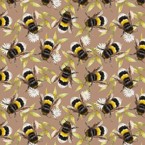 Bumblee Bee Watercolor Pattern 