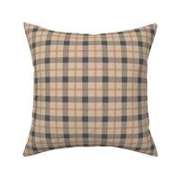 Wild west traditional retro gingham plaid design christmas texture tartan beige charcoal caramel SMALL