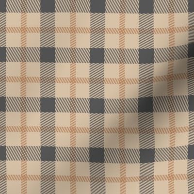 Wild west traditional retro gingham plaid design christmas texture tartan beige charcoal caramel SMALL