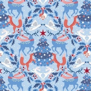 woodland Christmas/blue/medium