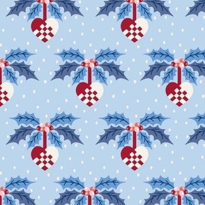 Scandinavian Christmas hearts/blue