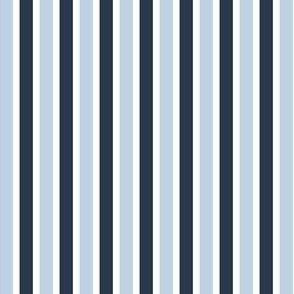 Cozy Petal Stripes (#5) - Narrow Ribbons of White with Petal Navy and BlueFog