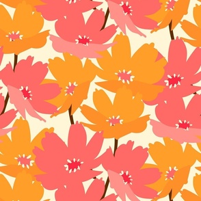 Summer Floral Yellow and Coral