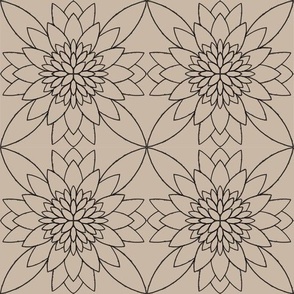 Sunflowers Black on beige