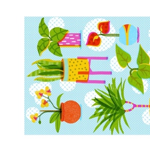 Colorful Potted Plants Wall Hanging / Tea Towel
