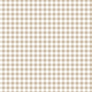 Tiny gingham winter buffalo plaid mountain ranch texture checkered design ginger beige on white SMALL