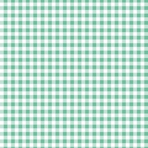 Tiny gingham winter buffalo plaid mountain ranch texture checkered design mint green on white SMALL
