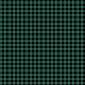 Tiny gingham winter buffalo plaid mountain ranch texture checkered design pine green on black SMALL