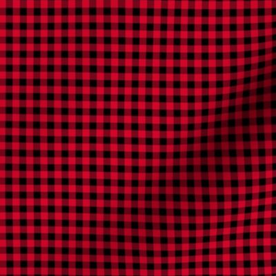 Tiny gingham winter buffalo plaid mountain ranch texture checkered design ruby red on black SMALL