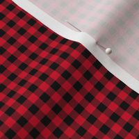 Tiny gingham winter buffalo plaid mountain ranch texture checkered design ruby red on black SMALL