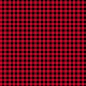Tiny gingham winter buffalo plaid mountain ranch texture checkered design ruby red on black SMALL