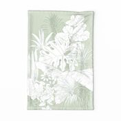 Urban jungle indoor garden - wall hanging - tea towel - white on light sage