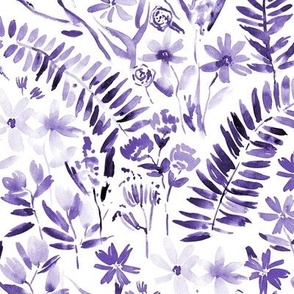 Amethyst Wildflowers of Italian riviera - watercolor florals meadow - painted bloom for modern home decor nursery a629-16