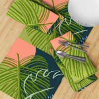 Tropical - Wall Hanging/Tea Towel - Navy