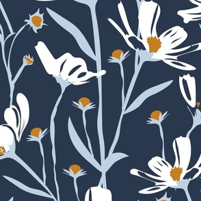 Navy Cozy Flowers 