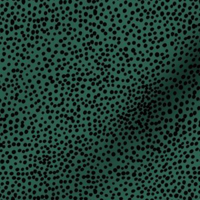 Christmas winter spots and dots abstract colorful dalmatian animal print pine green on black SMALL