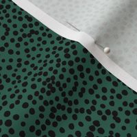 Christmas winter spots and dots abstract colorful dalmatian animal print pine green on black SMALL